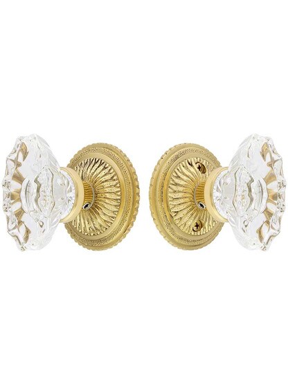Alternate View of Sunburst Rosette Set With Fluted Oval Crystal Glass Knobs.