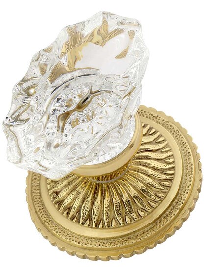 Alternate View 3 of Sunburst Rosette Set With Fluted Oval Crystal Glass Knobs.