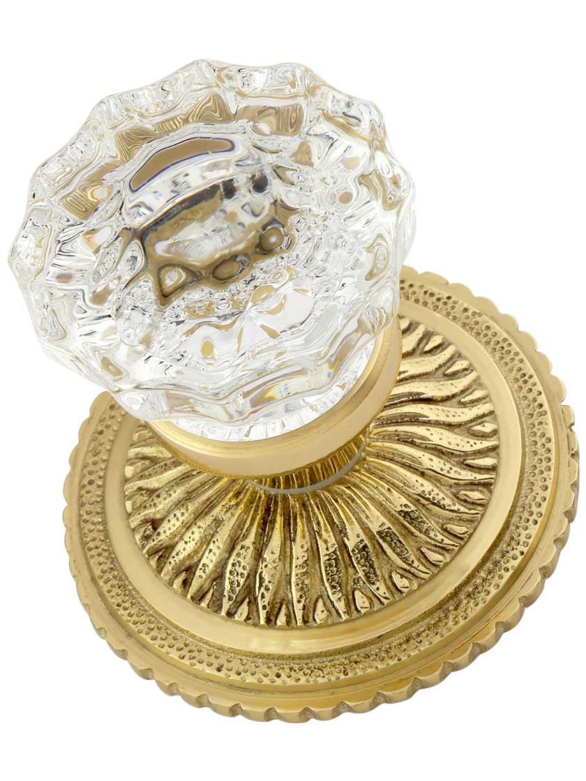 Sunburst Rosette Set With Fluted Crystal Glass Knobs House of Antique