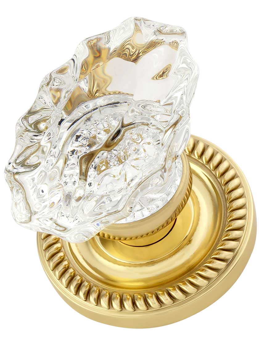 Charleston Rosette Door Set With Fluted Oval Crystal Glass Knobs