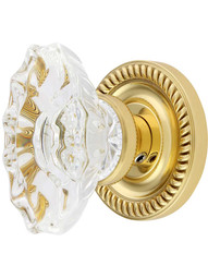 Charleston Rosette Door Set With Fluted Oval Crystal Glass Knobs