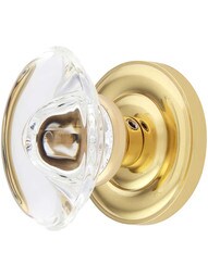 Colonial Rosette Door Set With Oval Crystal Glass Knobs.