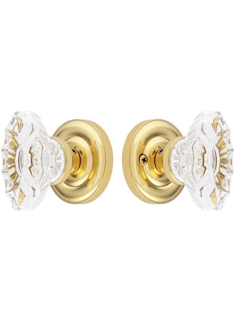 Colonial Rosette Door Set With Fluted Oval Crystal Glass Knobs