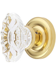 Colonial Rosette Door Set With Fluted Oval Crystal Glass Knobs.