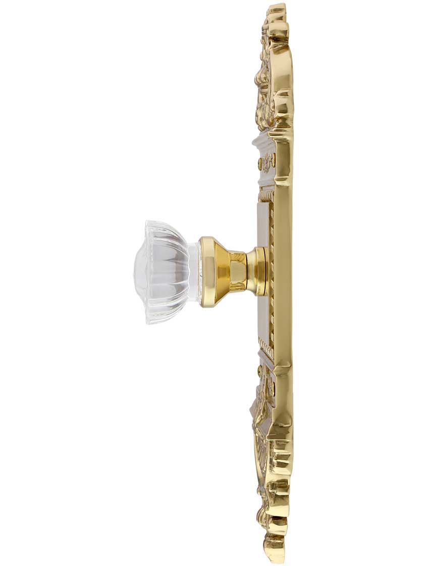 Alternate View 2 of Solid Brass European Style Door Set with Fluted Crystal Glass Knobs.