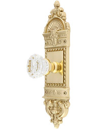 Solid Brass European Style Door Set with Fluted Crystal Glass Knobs.