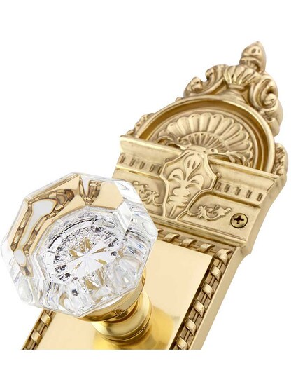 Alternate View 3 of Solid Brass European Style Door Set with Octagonal Crystal Glass Knobs.