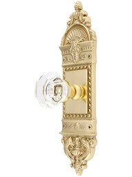 Solid Brass European Style Door Set with Octagonal Crystal Glass Knobs.