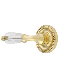 Solid Brass Rope Rosette Door Set with Crystal Glass Levers.