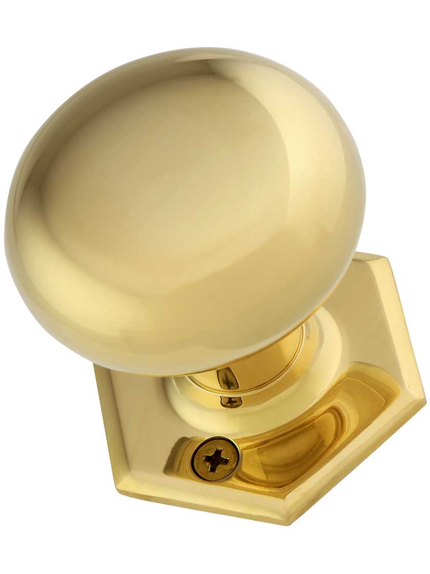 Hexagonal Rosette Door Set with Wrought Brass Knobs House of Antique