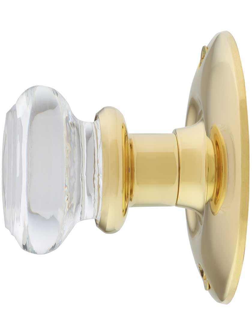Alternate View 2 of Large Brass Rosette Door Set with Round Glass Knobs.