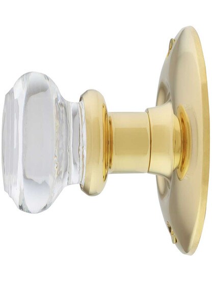 Alternate View 2 of Large Brass Rosette Door Set with Round Glass Knobs.
