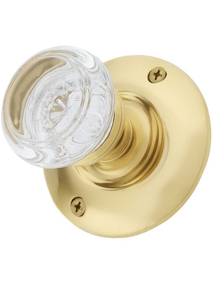 Alternate View 3 of Large Brass Rosette Door Set with Round Glass Knobs.