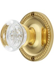 Large Beaded Rosette Door Set with Round Glass Knobs