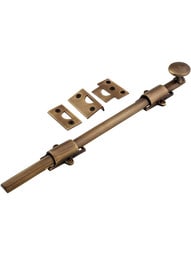 12-Inch Traditional Style Solid Brass Surface Bolt in Antique-By-Hand