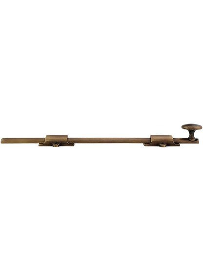 Alternate View of 12-Inch Traditional Style Solid Brass Surface Bolt in Antique-By-Hand.