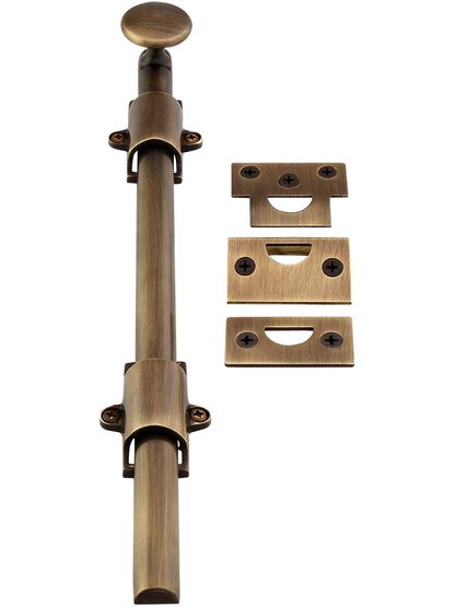 Alternate View 2 of 12-Inch Traditional Style Solid Brass Surface Bolt in Antique-By-Hand.