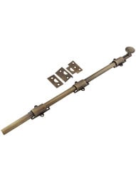18-Inch Traditional Style Solid Brass Surface Bolt in Antique-By-Hand