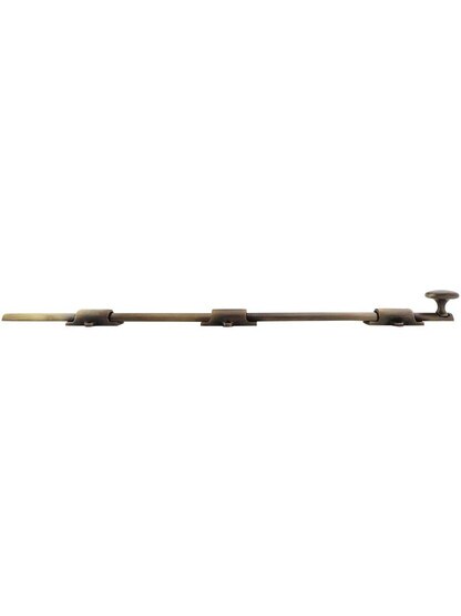 Alternate View of 18-Inch Traditional Style Solid Brass Surface Bolt in Antique-By-Hand.