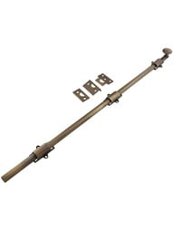 24-Inch Traditional Style Solid Brass Surface Bolt in Antique-By-Hand
