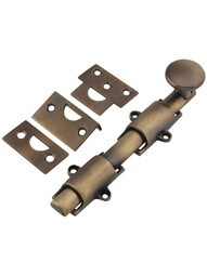6-Inch Traditional Style Solid Brass Surface Bolt in Antique-By-Hand