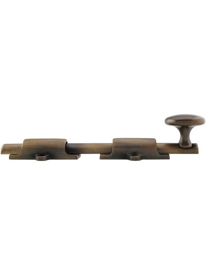 Alternate View of 6-Inch Traditional Style Solid Brass Surface Bolt in Antique-By-Hand.