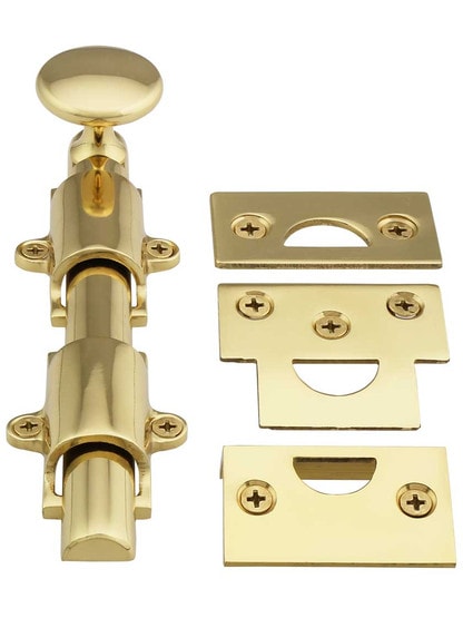 Alternate View 2 of 6 inch Traditional Style Surface Door Bolt in Solid Brass.