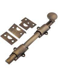 8-Inch Traditional Style Solid Brass Surface Bolt in Antique-By-Hand.