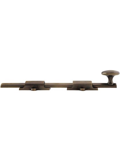 Alternate View of 8-Inch Traditional Style Solid Brass Surface Bolt in Antique-By-Hand.