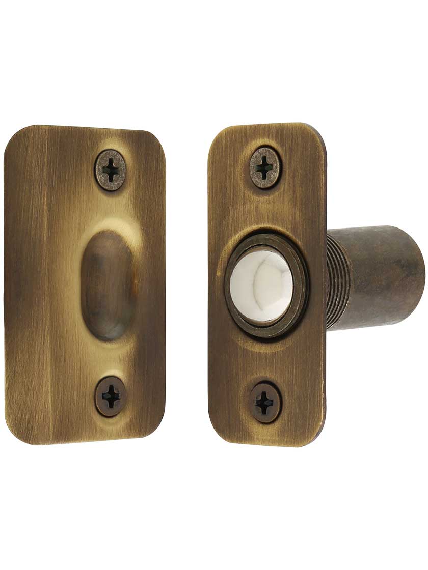 Door Hardware Ball Catch Strike Round Edge Brass Bronze Nickel 2-1/4" x 1-3/8" Door Hardware Ball Catch Strike Round Edge Brass Bronze Nickel 2-1/4" x 1-3/8"