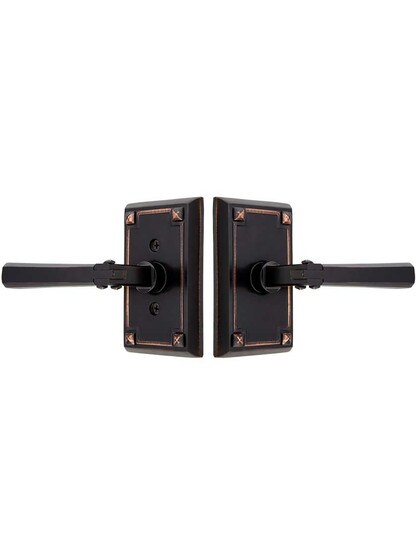 Alternate View of Craftsman Style Lever Door Set With Rectangular Rosettes