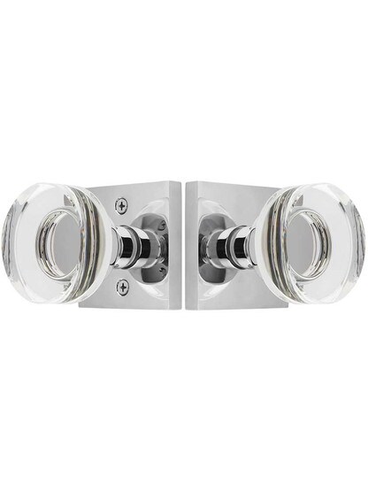 Alternate View of Square Rosette Door Set with Disc Crystal-Glass Knobs.