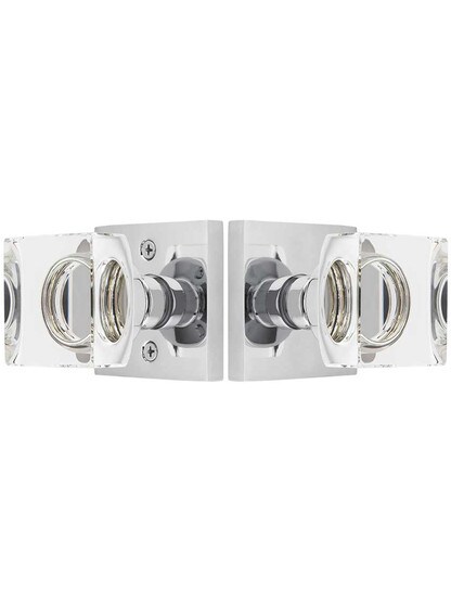 Alternate View of Square Rosette Door Set with Square Crystal-Glass Knobs.