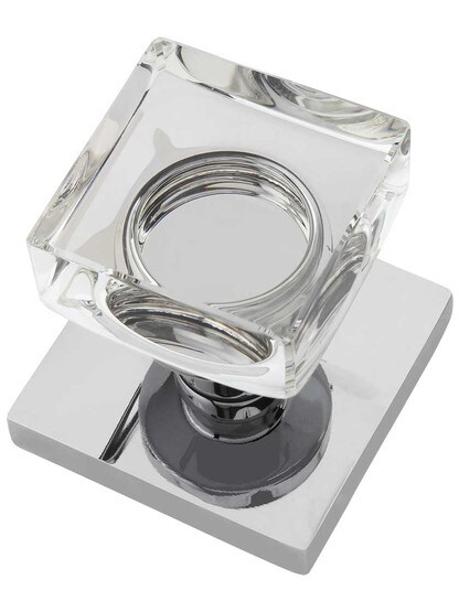 Alternate View 3 of Square Rosette Door Set with Square Crystal-Glass Knobs.