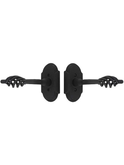 Alternate View of Wrought Steel Arched-Rosette Door Set with Lafayette Levers.