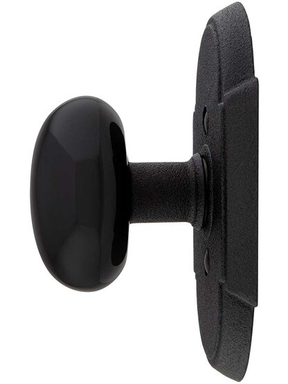 Alternate View 2 of Wrought Steel Arched Rosettes Set with Black Porcelain Knobs