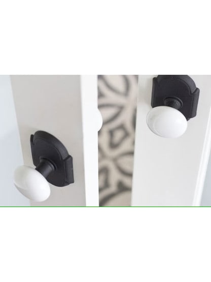 Wrought-Steel Arched Rosette Door Set with White Porcelain Knobs