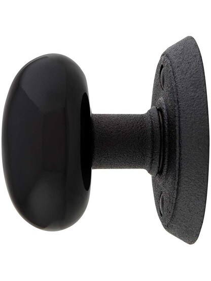 Alternate View 2 of Wrought Steel Rosettes With Black Porcelain Door Knobs
