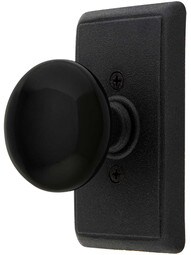 Wrought Steel Providence Door Set with Black Porcelain Door Knobs