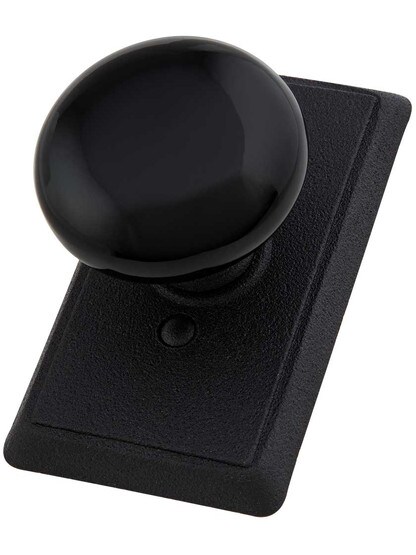 Alternate View 3 of Wrought Steel Providence Door Set With Black Porcelain Door Knobs