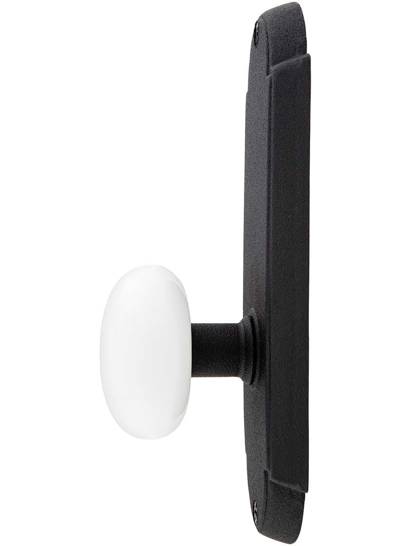 Alternate View 2 of Wrought Steel Colonial Door Set With White Porcelain Knobs