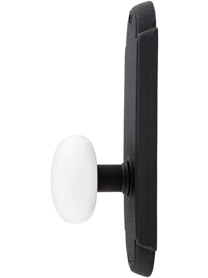 Alternate View 2 of Wrought Steel Colonial Door Set With White Porcelain Knobs