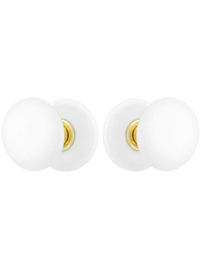 Alternate View of White Porcelain Rosette Door Set With White Porcelain Knobs