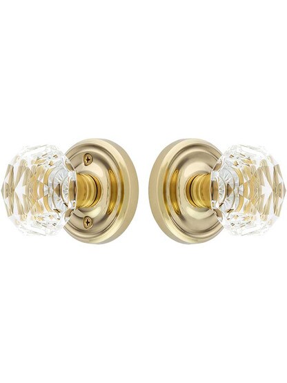 Alternate View of Classic Rosette Set With Diamond Crystal Glass Door Knobs.