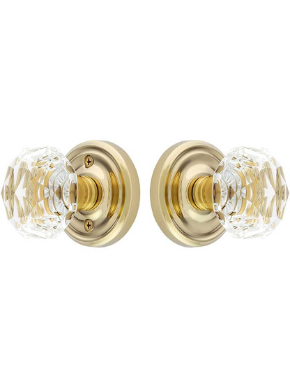 Alternate View of Classic Rosette Set With Diamond Crystal Glass Door Knobs.