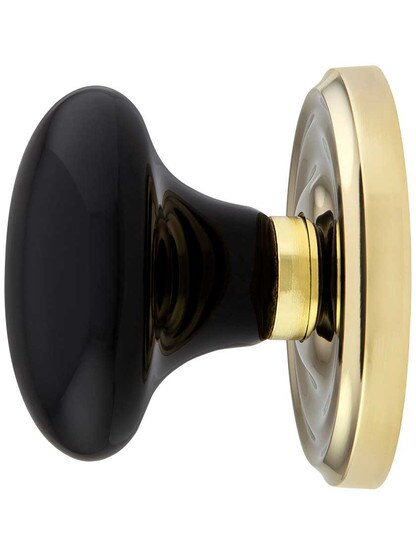 Alternate View 2 of Classic Rosette Set With Black Porcelain Door Knobs.