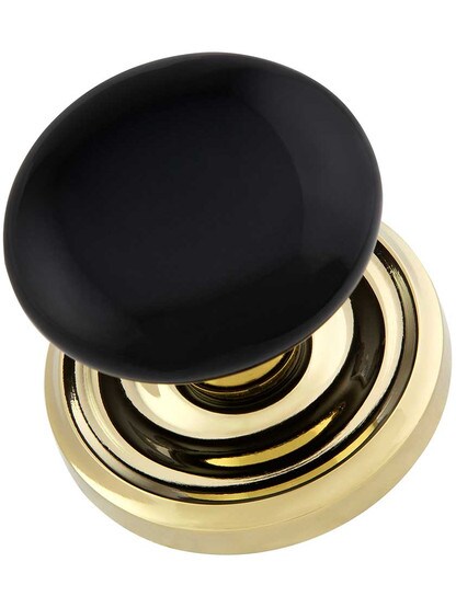 Alternate View 3 of Classic Rosette Set With Black Porcelain Door Knobs.