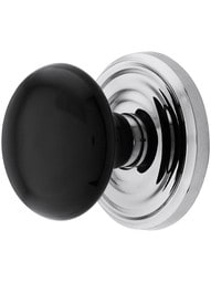 Classic Rosette Set With Black Porcelain Door Knobs