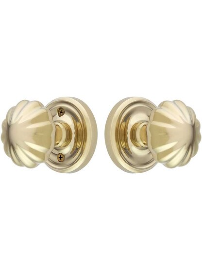 Alternate View of Classic Rosette Set With Fluted Brass Knobs