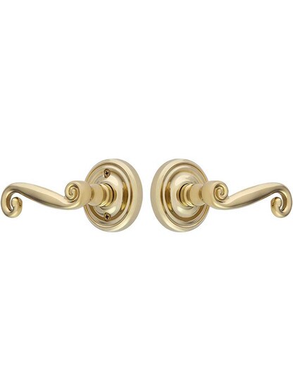 Alternate View of Classic Rosette Set With Rustic Levers.